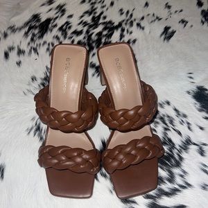 Brown braided heels